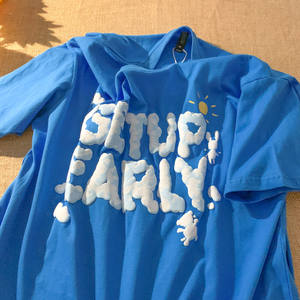 Vente en gros de t-shirts 100% coton pour hommes, logo personnalisé, broderie et bouffée, impression stéréoscopique, fabricant de t-shirts de style formel - Product Image 2