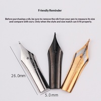 Plume de stylo-plume et distributeur en métal pour calligraphie, 26 mm de long, Or, Argent, Noir, avec pointe à granulés larges de 1,5 mm et finition à lame longue