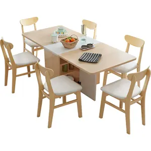 北欧可折叠木制餐桌椅套装节省空间可折叠可扩展餐桌