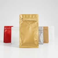 Sachet Doypack en PET pour aliments, thé, café, avec fermeture zip, soudure huit côtés, fond plat, pour emballage de grains de café, avec valve