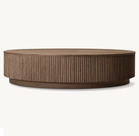 Table basse circulaire RH en chêne américain contemporain, de haute qualité, mobile et faite à la main, pour salon, villa, hôtel, mobilier