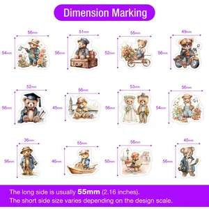 Pegatinas de Ositos en Acuarela, Lindas y Divertidas, para Niños, Regalo, Juguete, Decoración para Álbumes de Recortes, Diarios, Computadoras Portátiles, Maletas, Botellas, Resistentes al Agua - Product Image 3