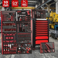 Chariot à outils de réparation automobile avec ensemble d'outils roulants de 491 pièces, à utiliser dans les ateliers et les garages 4S