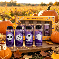Coffret Cadeau de Bain pour Enfants Halloween – Format Voyage : Gel Douche, Shampoing, Après-Shampoing, Lait Corporel – Kit Cadeau OEM Marque Privée – Cadeau de Bain et Spa