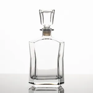 Decantador de Whisky de cristal único, conjunto de decantador de Whisky liso de 26 onzas con logotipo personalizado, juego de decantador de vidrio transparente con muestra gratis