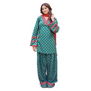 Nuevo Conjunto Salwar de Diseño para Mujer, en Crepé Natural Elástico, de Secado Rápido, Reversible, Antiarrugas, con Estampado Digital, Corte Regular - Product Image 1