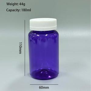 Boş kapsül şişeleri 190cc PET plastik silindir sağlık vitamini hap şişeleri ile vidalı kapak ve serigrafi - Product Image 4