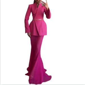 <span class=keywords><strong>Tenue</strong></span> deux pièces pour femmes <span class=keywords><strong>Chic</strong></span> Office Ready avec blazer à motif solide <span class=keywords><strong>et</strong></span> haut court pour un style professionnel - Product Image 3