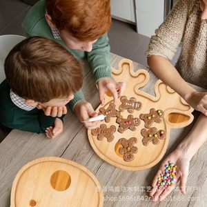 Plateau en bois de renne, plateau de service créatif en bambou pour Noël, pour fruits, pain, bonbons, décoration de fête - Product Image 4