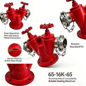 Vanne de bouche d'<span class=keywords><strong>incendie</strong></span> à double sortie de type Y conforme à la norme GOST 65-16K-65, DN100, avec raccord d'alimentation KY65 - Product Image 5