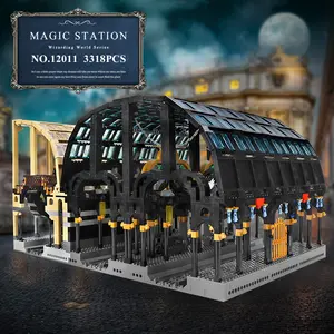 Mold King 12011 Magic World Train Station Magic movies 9-3/4 Magic Station Puzzle zabawki magiczny zart sklep Model sets