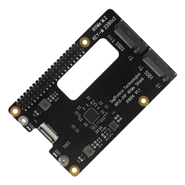 ZYSY Raspberry Pi 5 PCIe to M.2 NVMe Protocol Dual SSD Solid State Drive Expansion Board X1004 High-Speed Read Write