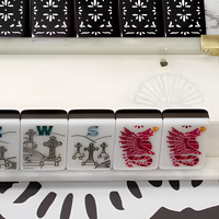 Table de Mahjong Américaine Moderne de Luxe, 160 Tuiles Acryliques, Fabriquée à la Main, Non Toxique, Écologique, Durable, Portable, pour 3-4 Joueurs, Résistante à l'Eau