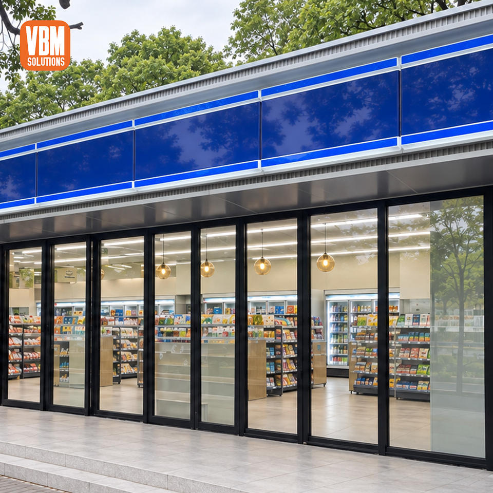 Commercial Aluminium Folding Door Double Glazed for Supermarket Store ...