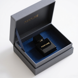 定制Logo豪华双门开黑金天鹅绒纸板纸香水礼品盒柜台展示包装护肤精华 - Product Image 2