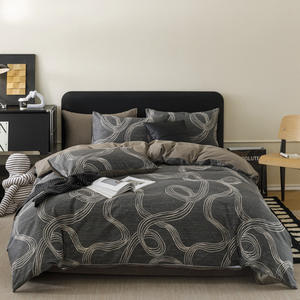 Produits les plus vendus 2025 Ensemble de literie minimaliste rayé confortable en coton 100% de style nordique pour lit Queen King Size Utilisation à domicile Chambre à coucher - Product Image 3