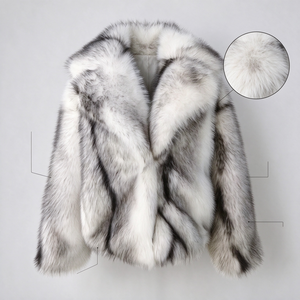 <span class=keywords><strong>Cappotto</strong></span> in Finta <span class=keywords><strong>Pelliccia</strong></span> Sfumato Bianco-<span class=keywords><strong>Grigio</strong></span> per Donna, Giacca Corta Morbida con Collo a Scialle, Lussuoso Capospalla Invernale Personalizzabile OEM ODM - Product Image 2