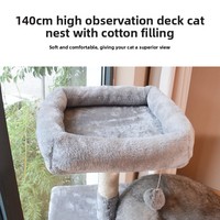 Arbre à chat pour grands chats, empreinte compacte, 145 cm, poteau d'escalade en sisal avec lit pour chat intégré, vente en gros, sur mesure