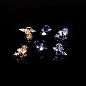Pendientes de Espada Cruzada de Acero Inoxidable, Estilo Punk, Accesorios de Moda para Hombre, Engaste Ovalado, Color Negro, Blanco, Dorado y Plateado - Product Image 2