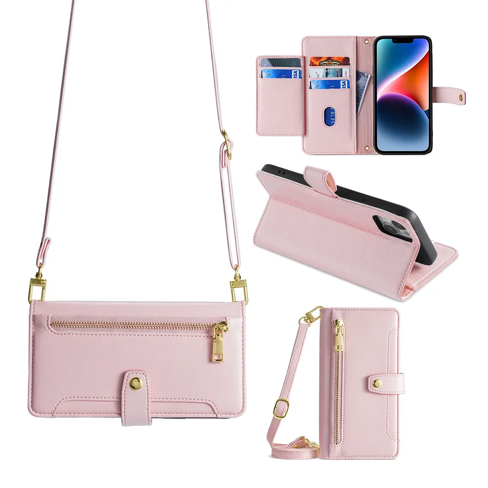 Adjustable Lanyard Crossbody Wallet PU Leather Phone Case with Card for Sony Xperia 5 IV Xperia 10 IV Mobile Cover Cell Phone