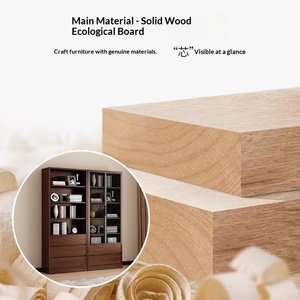 Librería Moderna de Madera Lxyx con Puertas de Vidrio y Cajones, Estante de Almacenamiento Multifuncional para Sala de Estar - Product Image 3