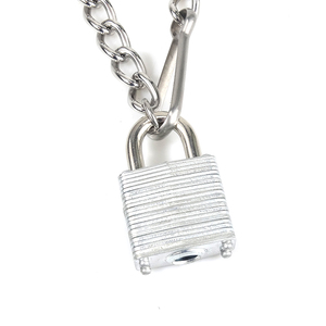 Collana con Lucchetto in Acciaio Inossidabile <span class=keywords><strong>Gina</strong></span> Designer, Catena Choker Punk Argento per Uomo e Donna, per Regali Promozionali e Aziendali - Product Image 6