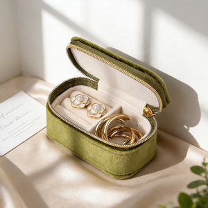 Luxury Velvet Portable Travel Jewelry <b>Box</b> <b>Mini</b> Organizer For Earrings Rings Necklaces - Product Image 3