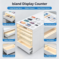 Vitrine murale moderne pour téléphones portables avec éclairage LED, présentoir d'accessoires numériques, en MDF sur mesure