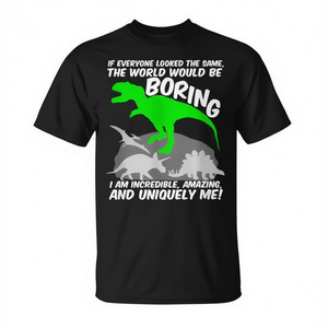 T-shirt Dinosaure Auto-estime Noir Adulte Unisexe Col Rond Manches Courtes Impression Numérique Promotionnel - Product Image 3