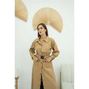 Abrigos de Cuero Beige Casuales Vintage al por Mayor para Mujer, Largos, de Algodón, Estampados para Otoño/Invierno, Personalizados, de Cuero Genuino - Product Image 2