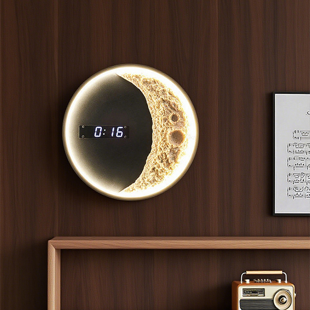 LED Wall Light Moon Clock Smart Remote Dimmable Three Color for Living Room Bedroom Home Decor Atmosphere Wall Light