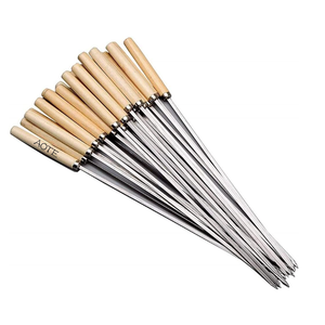Trước nhanh chóng BBQ Thịt kabobs xiên phát hành nhanh chóng phẳng Kabab xiên đặt thép không gỉ chịu nhiệt dài xử lý BBQ nướng - Product Image 1