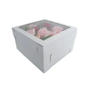 Коробки для тортов из белой бумаги, оптовая продажа, переработанные материалы, прозрачная коробка для упаковки тортов