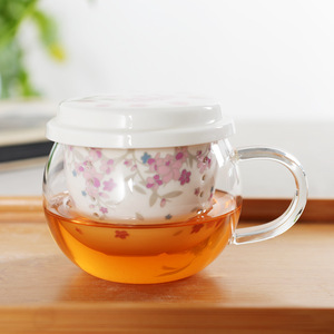 Glass Teacup With Lid 301-400ml Ceramic <b>Infuser</b> For Office Use - Product Image 2