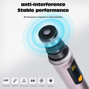Microphones sans fil UHF doubles portables, portée 50m, faible latence, Plug and Play pour Karaoké, Fêtes à domicile, <span class=keywords><strong>Discours</strong></span>, Vente en gros - Product Image 3