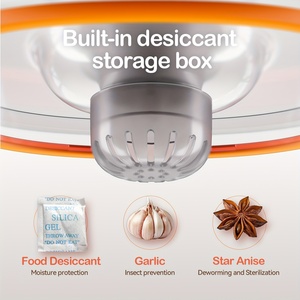 White PP <b>Cat</b> <b>Food</b> <b>Storage</b> Container Moisture Proof Dustproof Pet Feed Bin with Lid Kitchen Grain Jar - Product Image 6