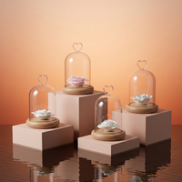 Diffuseur d'huiles essentielles parfumées en verre avec base en bois, inhalateur de fleurs, testeur, pour expositions, avec pompe à marquage à chaud