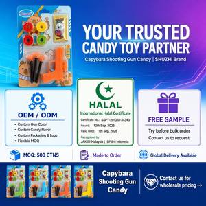 Venta al por mayor de juguetes de caramelo Halal OEM con forma de pistola de capibara para recuerdos de fiesta infantiles, gomitas de 9.2g y caramelos explosivos de 1.5g, dulces de juguete alimenticio - Product Image 5