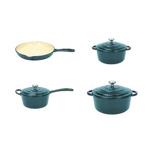 Juego de utensilios de cocina de hierro fundido esmaltado-7 piezas que incluyen Horno Holandés, sartén, cacerola, <span class=keywords><strong>olla</strong></span> para salsa, 3 tapas - Product Image 2