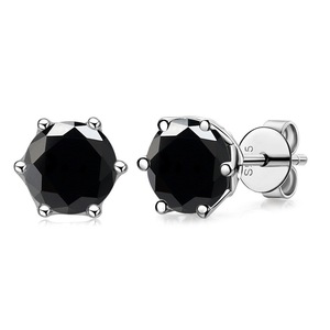 Pendientes de Plata de Ley 925 con Moissanita VVS1 de 1ct, Certificado GRA, Aprobado por el Probador de Diamantes, Diseño Clásico de 6 Puntas, Joyería Hip Hop - Product Image 2