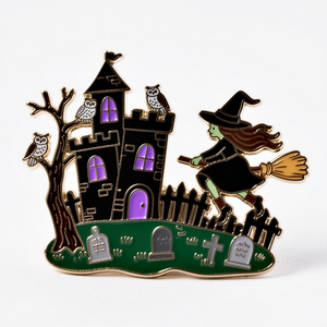 Películas Monstruos Tema Esmalte Pins Cara de pez Conde Drácula Películas de terror Insignias - Product Image 4