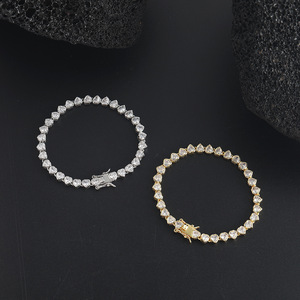 Heart 4 * 4mm <b>Couple</b> Tennis <b>Bracelet</b> Hip Hop Rose Gold Single Row Chain Tanjing Fashion Lijing Necklace - Product Image 1