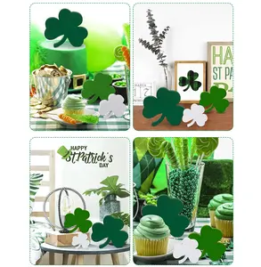 St Patrick's Day-signos de trébol de madera para mesa, trébol verde, decoraciones de mesa, Shamrock, 3 uds.