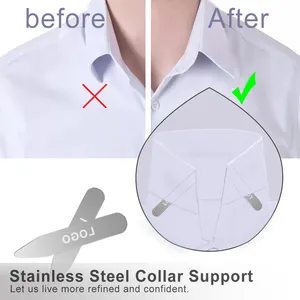 गर्म बिक्री 3 जोड़े कॉलर समर्थन 3 आकार (2.0/2.5/2.75 ") स्टेनलेस स्टील के लिए चुंबकीय कॉलर रहता कॉलर Stiffeners आदमी पोशाक शर्ट