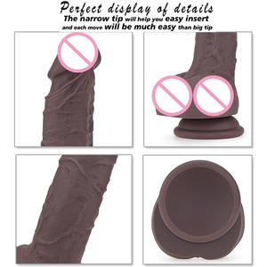 Dildo Realista de Silicona Marrón de 8 Pulgadas, Ultra Suave, para Adultos - Product Image 5