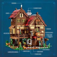 Reobrix 66018 MOC Medieval de Tres Pisos, 2831 Piezas, Diseño Desmontable, Juguetes para Niños, Regalos, Modelo DIY, Bloques de Construcción Educativos para Niños
