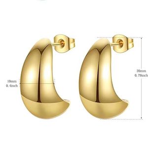 Pendientes de Aro de Acero Inoxidable para Mujer, Diseño de Gota de Agua, Ligeros, Huecos, Abiertos, Joyería de Moda - Product Image 2