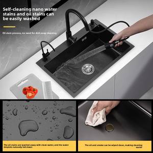 อ่างล้างจานสแตนเลสสตีลสีดำคิงคองแบบสามนาโนเทคโนโลยี - Product Image 3