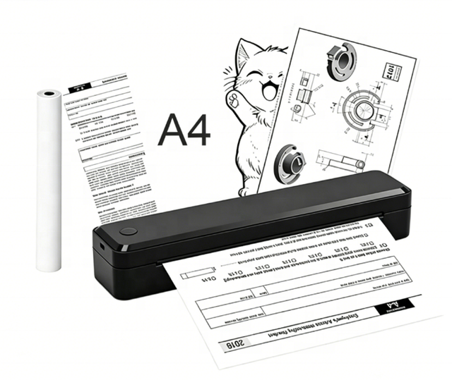 U8 A4 Portable Thermal for BT Printer 200/300DPI Mini Inkless Document Printer for Android IOS Wireless Portable