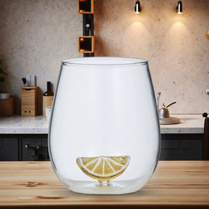 Tùy Chỉnh Tay Thổi Borosilicate 3D Chanh Thiết Kế Thủy Tinh Cốc Sữa Trong Suốt Cốc Nước Trái Cây Cup Thân Rượu Vang Thủy Tinh - Product Image 2